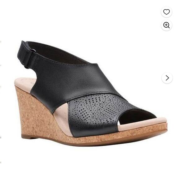 Clarks Shoes - Clarks Lafley Joy Perforated Wedge Sandal Womens Black 11